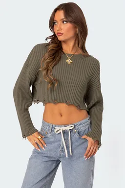 Sweater corto oversized desgastado de Edikted en Buzos y Sweaters para argentina