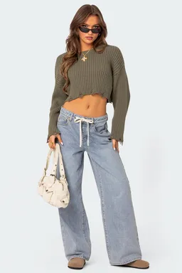 Sweater corto oversized desgastado de Edikted en Buzos y Sweaters para argentina