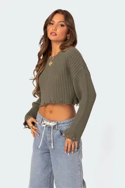 Sweater corto oversized desgastado de Edikted en Buzos y Sweaters para argentina