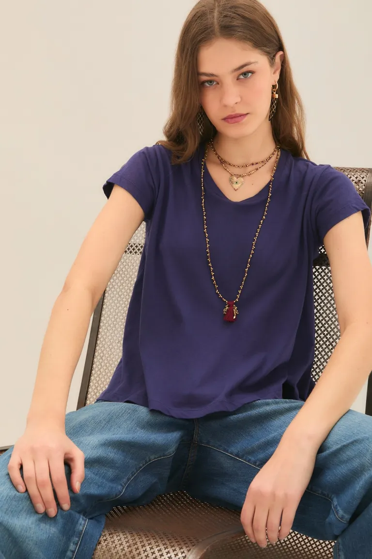 Remera básica de algodón de corte holgado y diseño sencillo de Rapsodia en Remeras para argentina