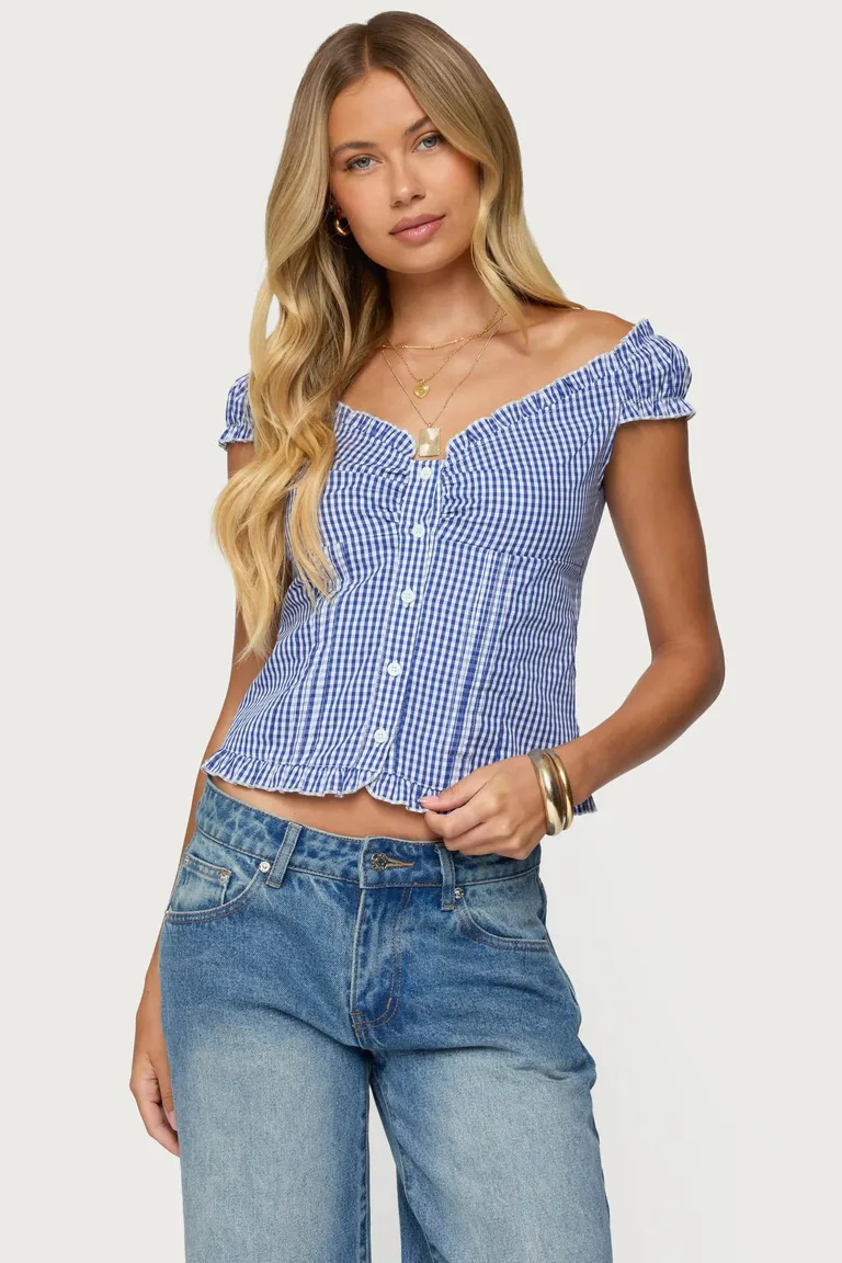 Top dorothie cuadros abotonado de Edikted en Blusas para argentina