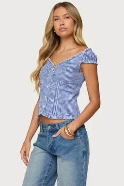 Top dorothie cuadros abotonado de Edikted en Blusas para argentina