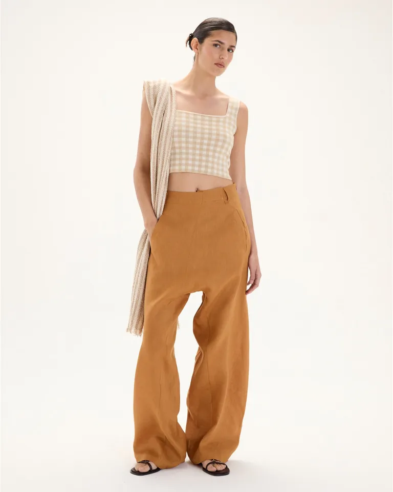 Top tejido en jacquard con delicado diseño vichy, escote cuadrado y tirantes anchos de Blue Sheep en Tops para argentina