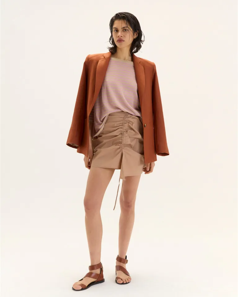 Remera de manga larga con diseño rayado y hombro descalzado de Blue Sheep en Remeras para argentina