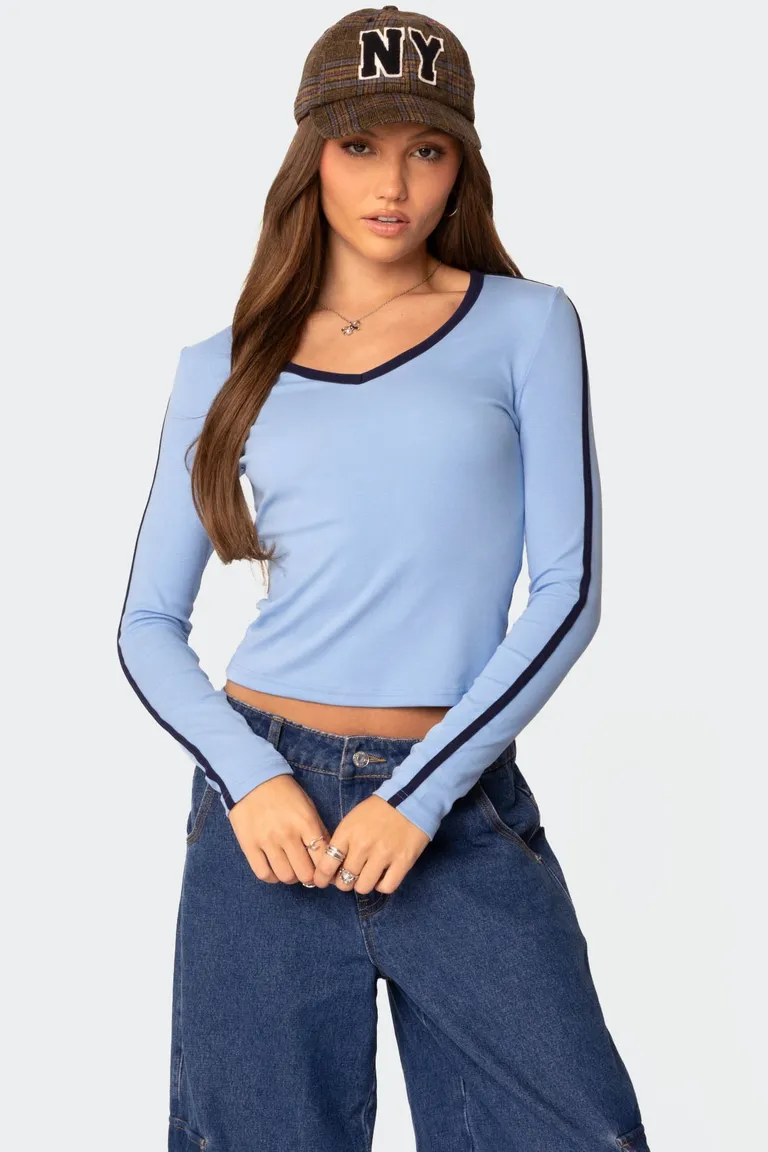 Remera manga larga cuello contraste de Edikted en Remeras para argentina