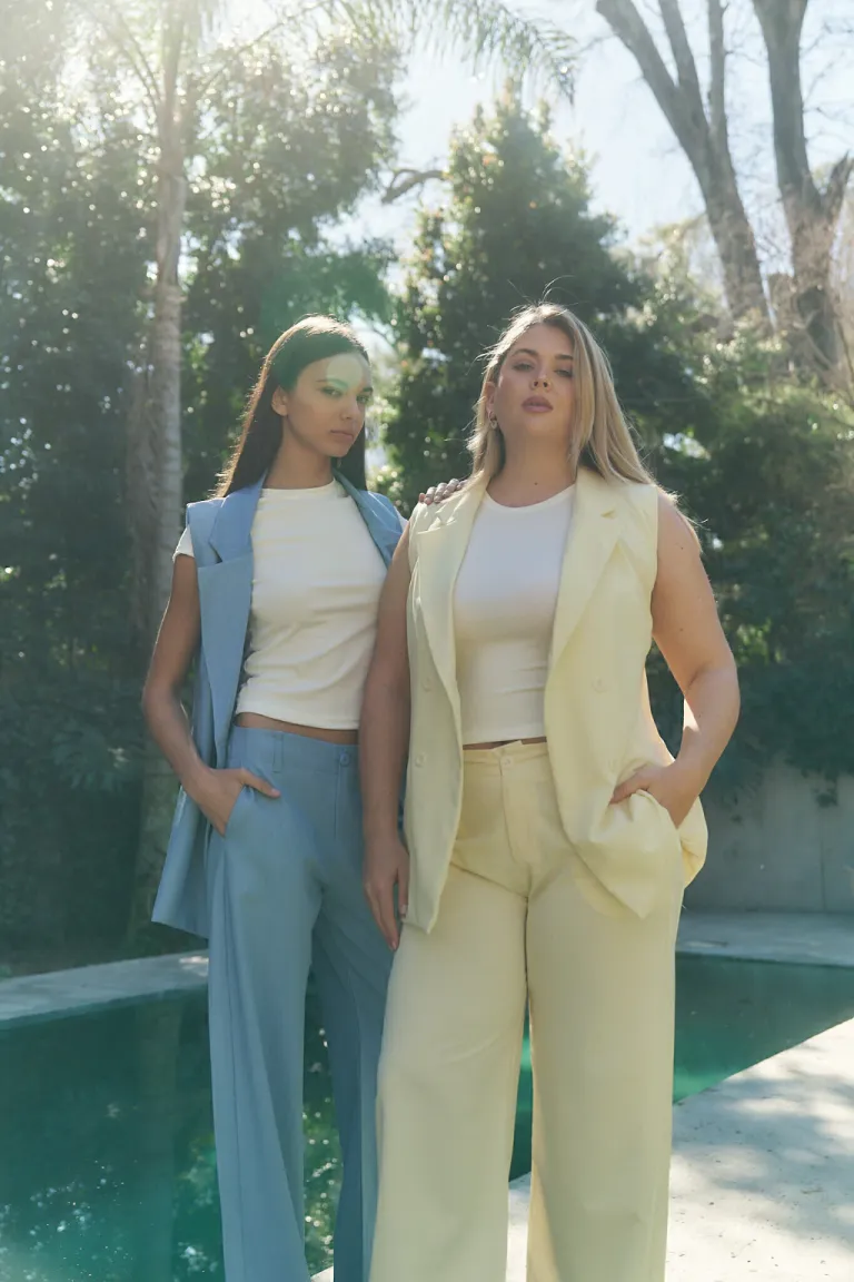 Chaleco sastre azul de rayon con doble cruce y bolsillo ribete de Lemmon en Chalecos para argentina