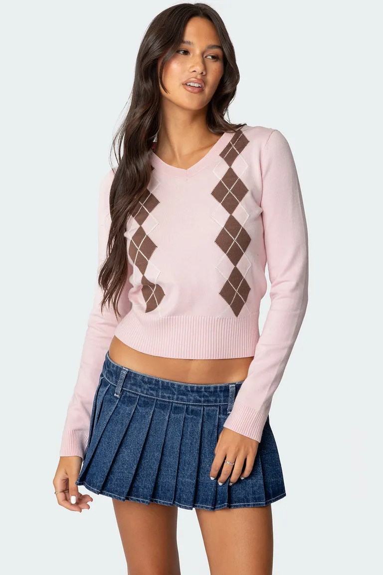 Sweater punto argyle cuello de Edikted en Buzos y Sweaters para argentina