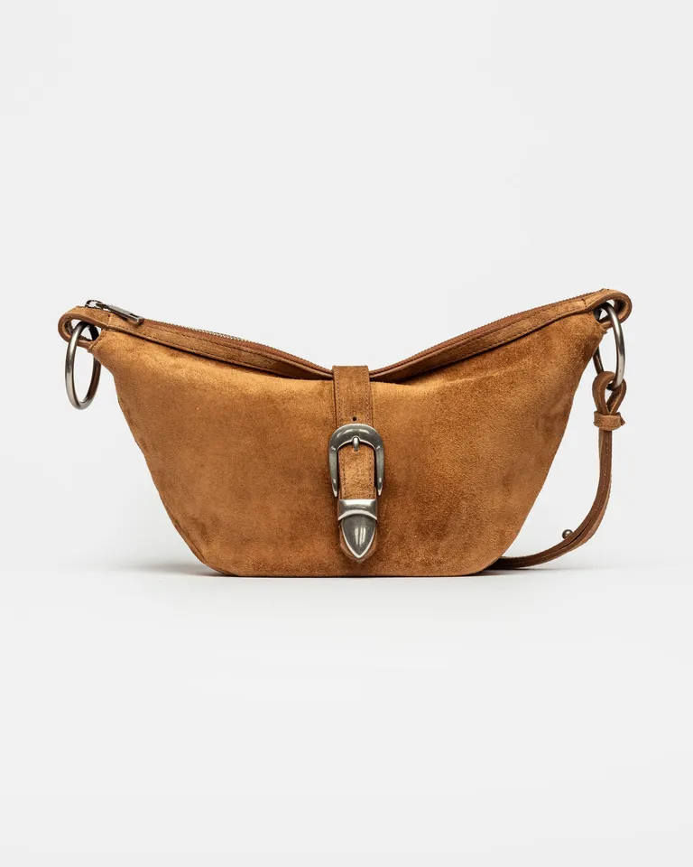 Bandolera de cuero gamuza de forma cómoda y amplia capacidad de Prüne en Bolsos y Carteras para argentina