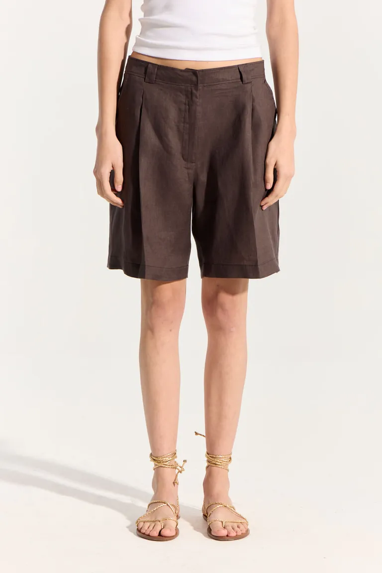 Bermuda de lino ancha con bolsillos y cierre con botón de Portsaid en Shorts para argentina