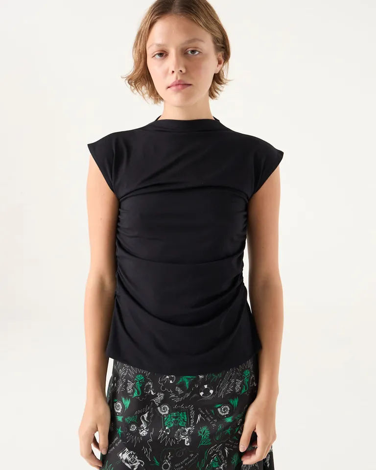 Top sin mangas con cuello alto y laterales fruncidos de calce al cuerpo de Furzai en Tops para argentina