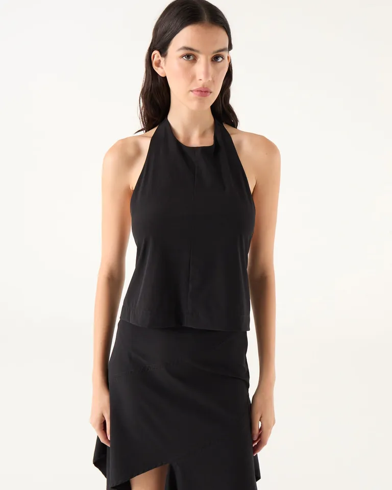 Top de estilo halter con escote redondo, espalda descubierta y tiras para anudar con ajuste holgado de Furzai en Tops para argentina