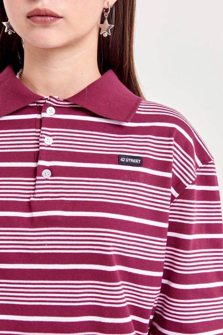 Buzo tipo chomba de algodón pesado con rayas horizontales para un look casual y relajado de 47 Street en Buzos y Sweaters para argentina