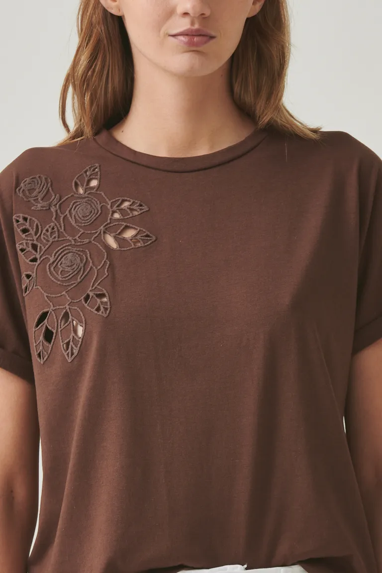 Remera de corte recto en tonalidad castaña para mujer de Sweet en Remeras para argentina