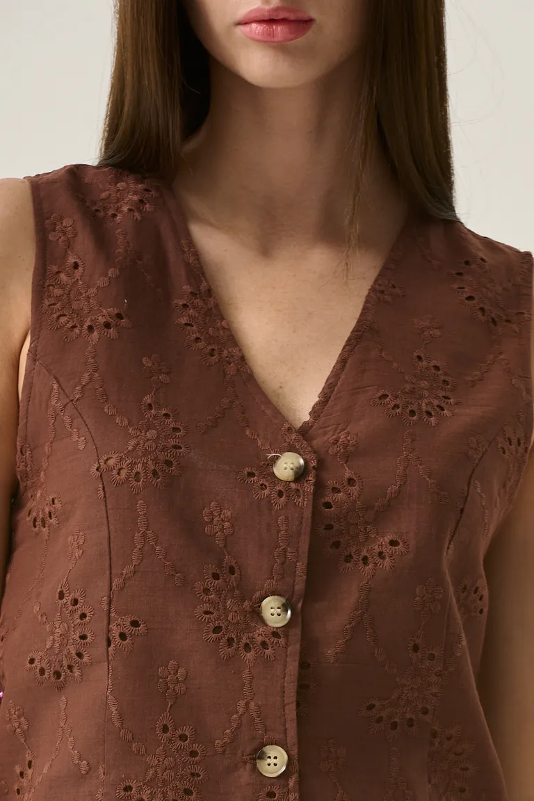 Chaleco de broderie con diseño floral calado y escote en V de Sweet en Chalecos para argentina