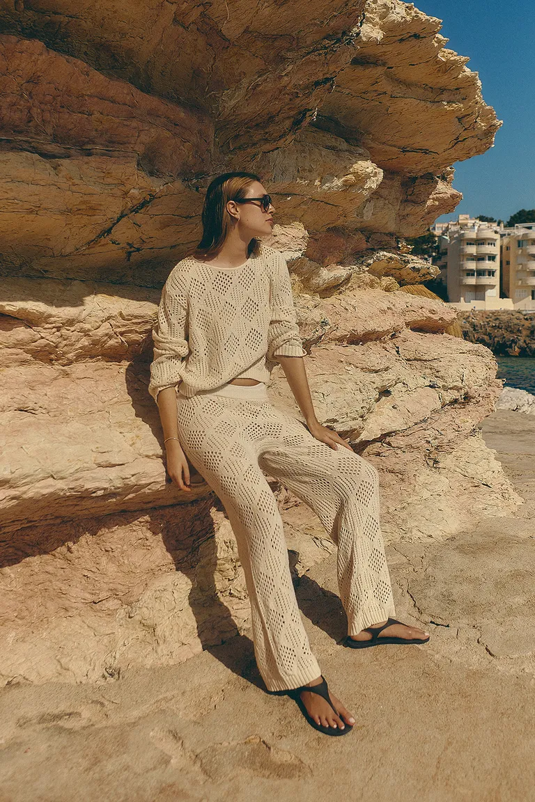 Pantalón de diseño geométrico con silueta amplia y cintura elástica de Sweet en Pantalones para argentina