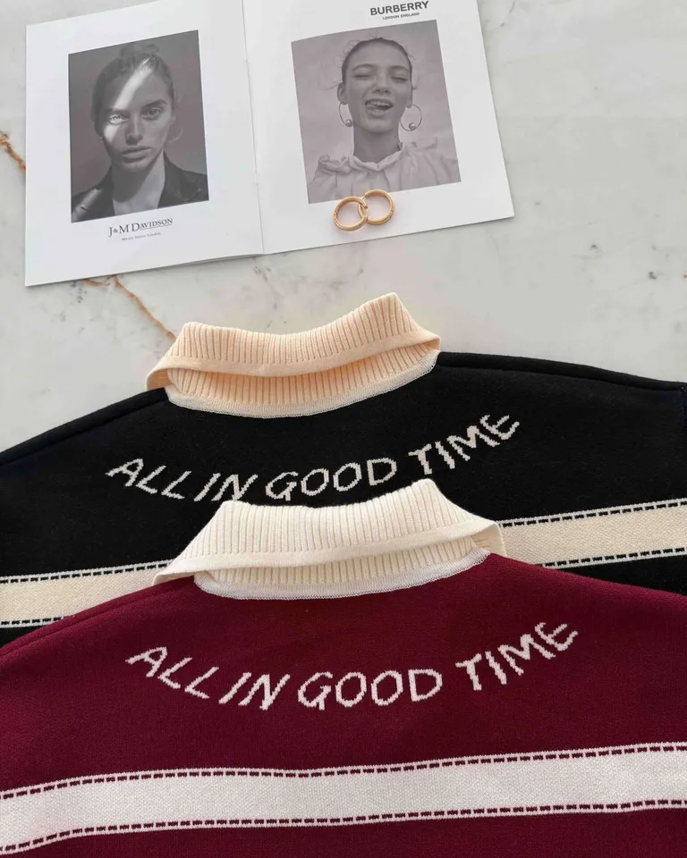 Jersey de punto grueso a rayas horizontales en colores rojo y negro para mujer de Hesed en Buzos y Sweaters para argentina