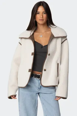 Campera shearling sintético oversized frost de Edikted en Chaquetas para argentina