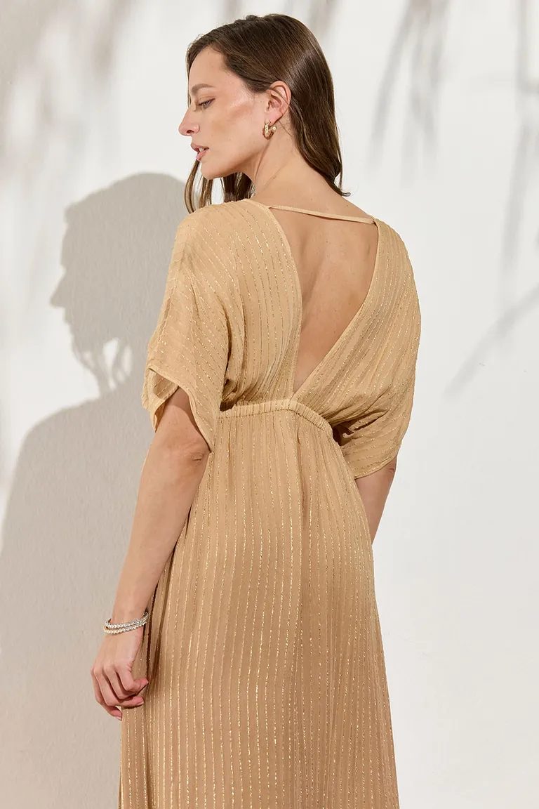 Vestido largo y holgado con escote en V y volado en la parte inferior de Indiastyle en Vestidos para argentina