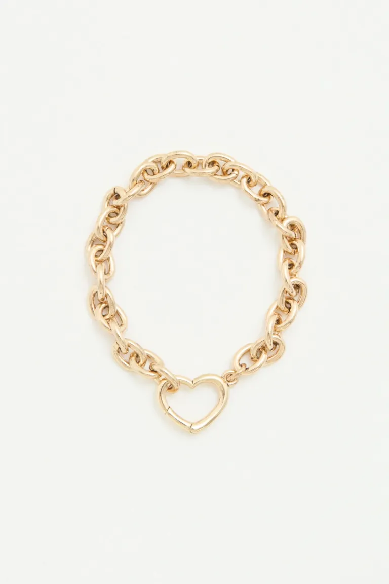 Pulsera de cadena de eslabones con dije de corazón dorado de Rapsodia en Bijouterie para argentina
