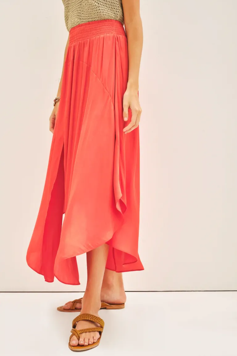 Falda larga de corte amplio y caída fluida con cintura elástica y tajo central de Rapsodia en Faldas para argentina