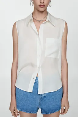 Camisa lyocell sin mangas de Mango en Camisas para argentina