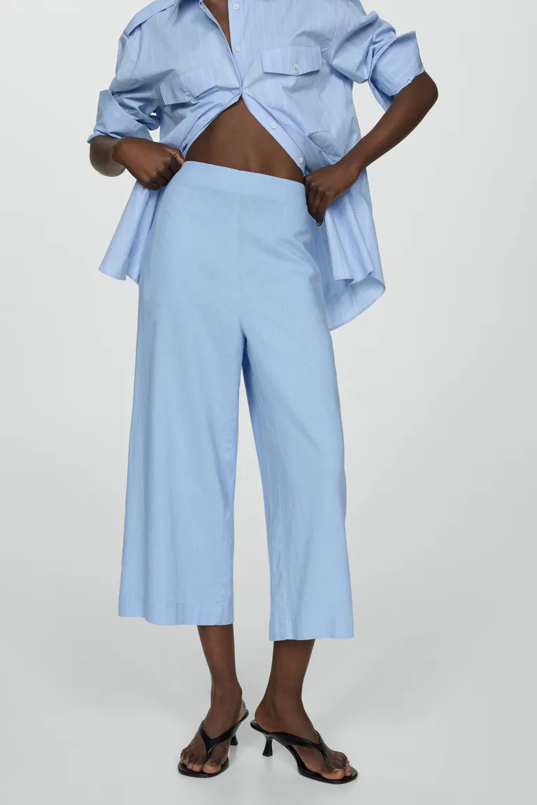 Pantalón lino wideleg de Mango en Pantalones para argentina