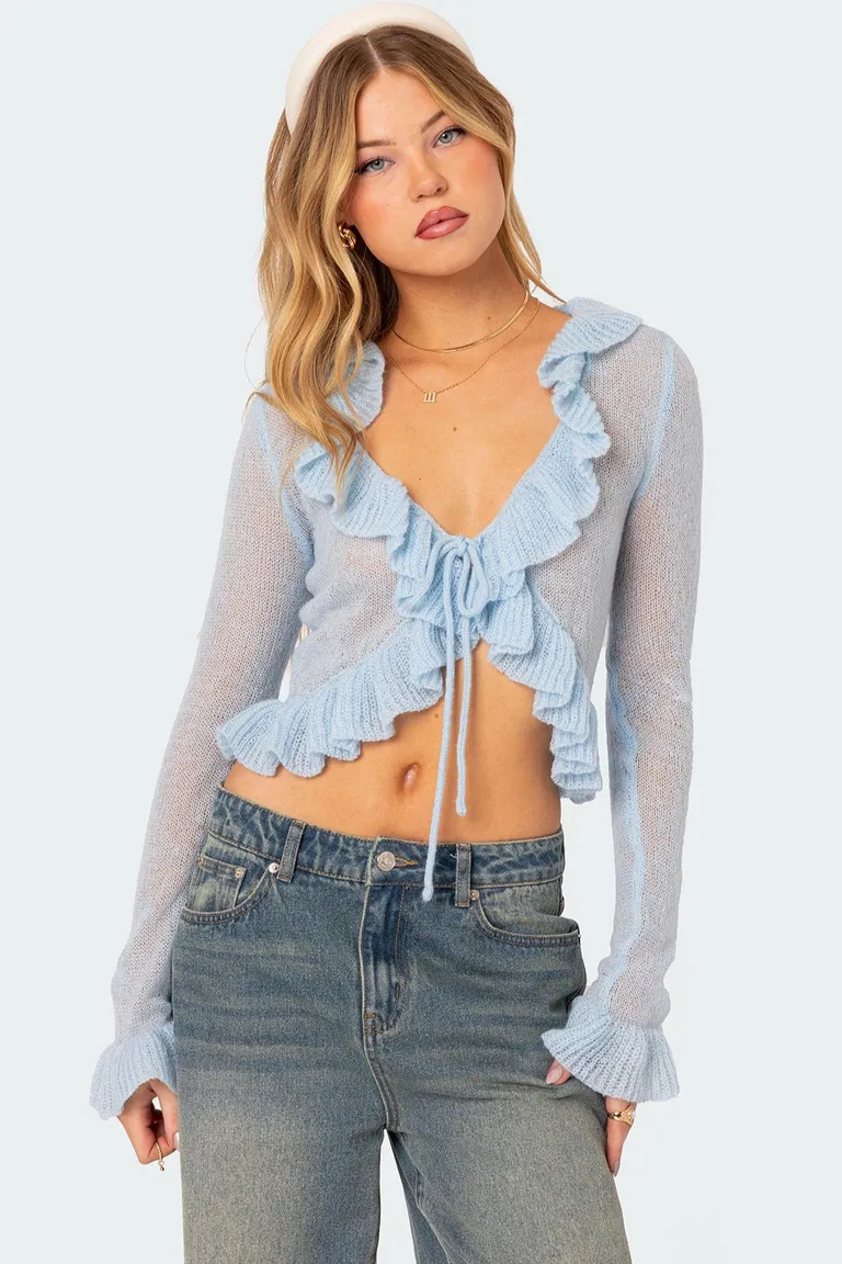 Cárdigan ryleigh con volantes de Edikted en Buzos y Sweaters para argentina