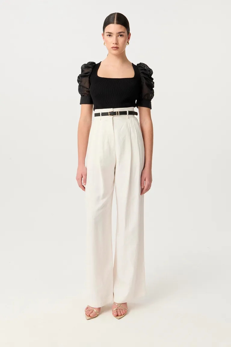 Remera tejida de punto con mangas abullonadas en gasa de Markova en Remeras para argentina