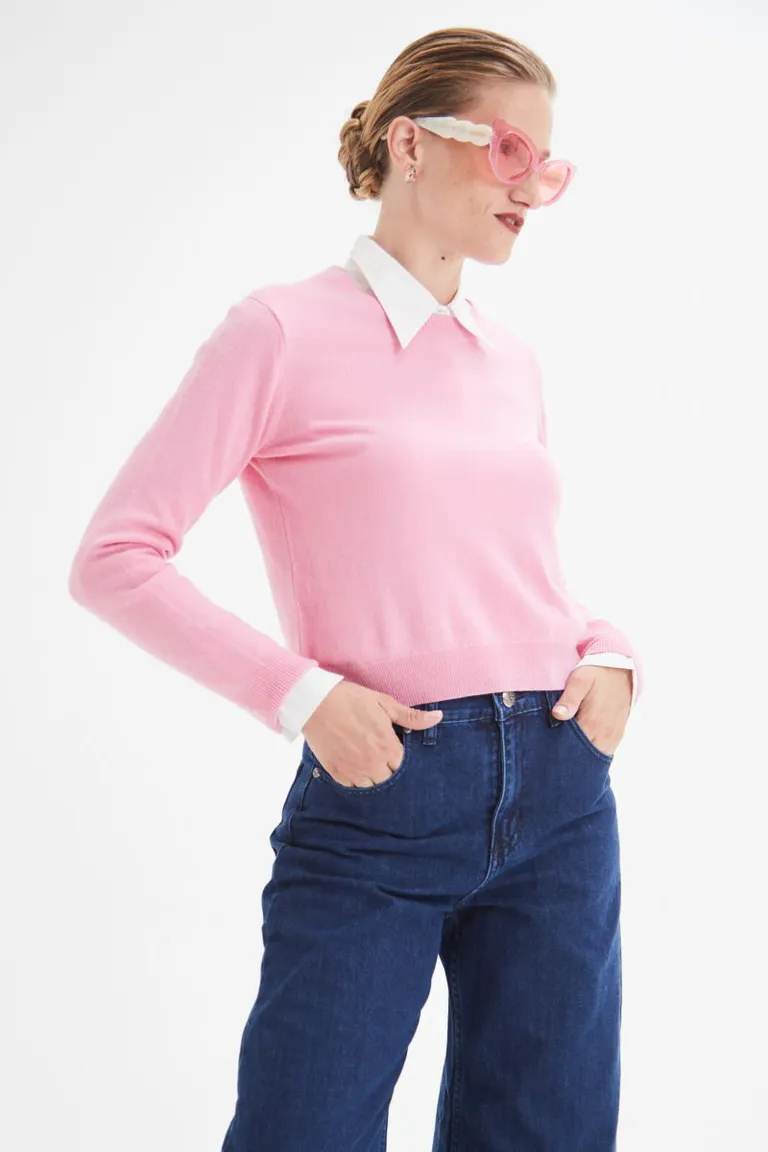 Sweater de punto con detalle de cuello camisero integrado para mujer de Las Pepas en Buzos y Sweaters para argentina