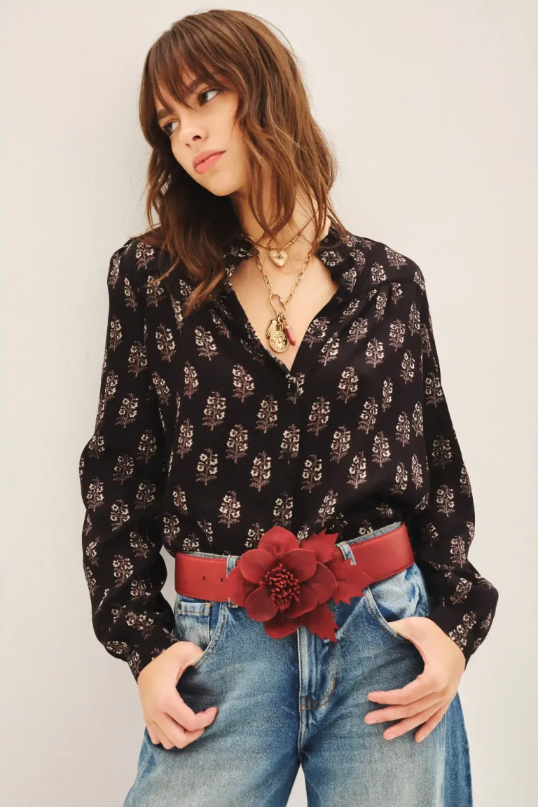 Camisa de ajuste regular con estampado floral y acabado de volantes de Rapsodia en Camisas para argentina