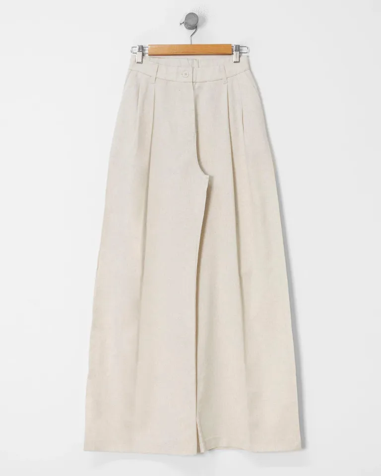 Pantalón ancho de lino con diseño elegante y cintura alta para mujer de Sky en Pantalones para argentina
