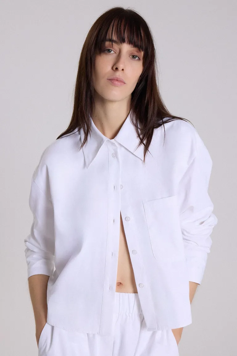 Camisa de algodón y poliéster de manga larga y cuello camisero para mujer de Maria Cher en Camisas para argentina