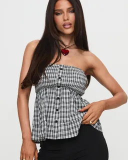 Top strapless volantes hestia cuadros de Princess Polly en Tops para argentina