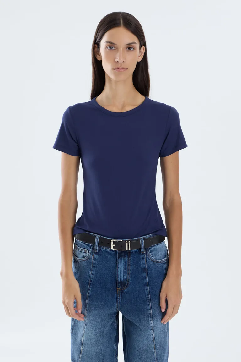 Remera de corte regular con mangas cortas y escote redondo para mujer de Portsaid en Remeras para argentina