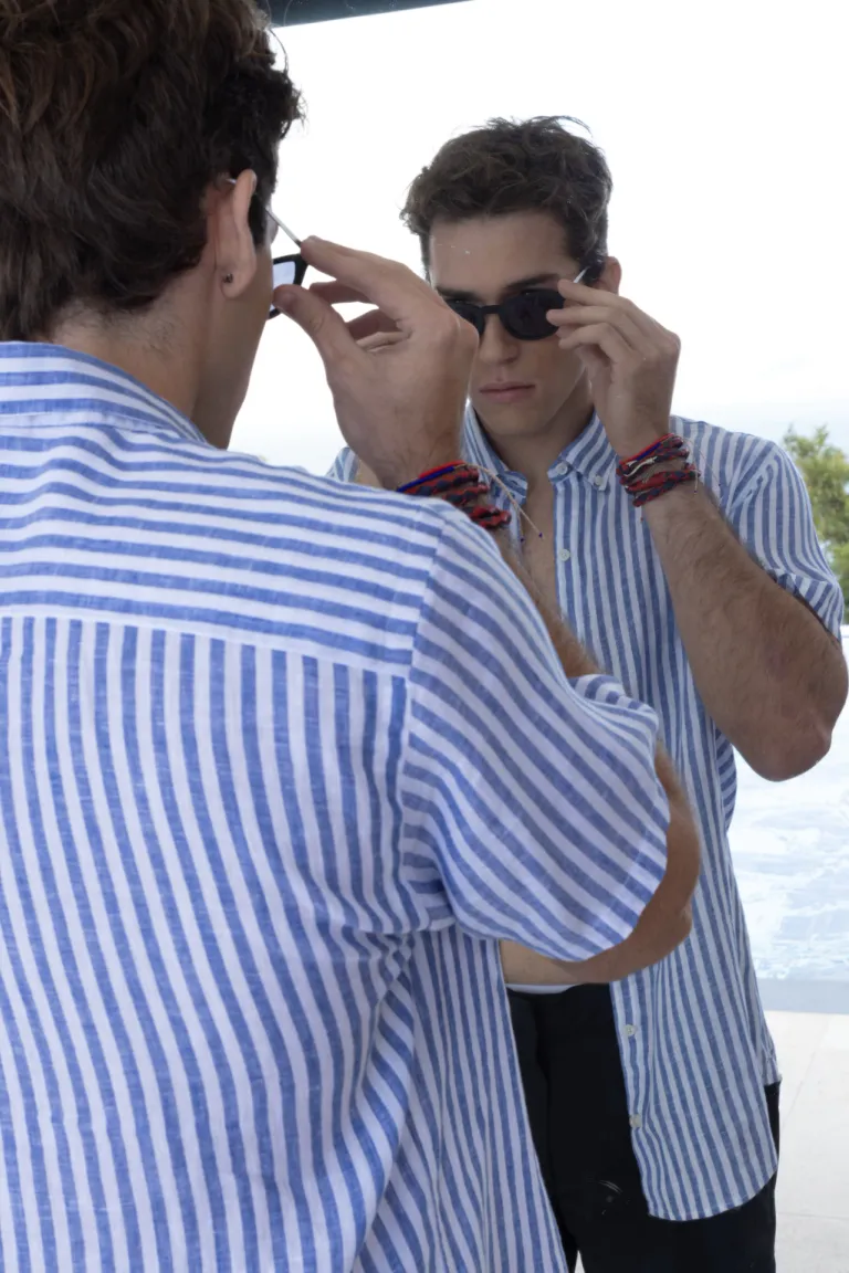 Camisa de lino rayada de manga corta para hombre de Bensimon en Camisas para argentina