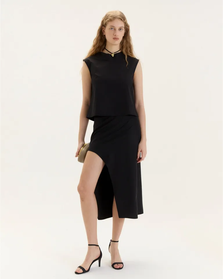 Top de algodón sin mangas con escote redondo y construcción de doble pieza de Blue Sheep en Tops para argentina