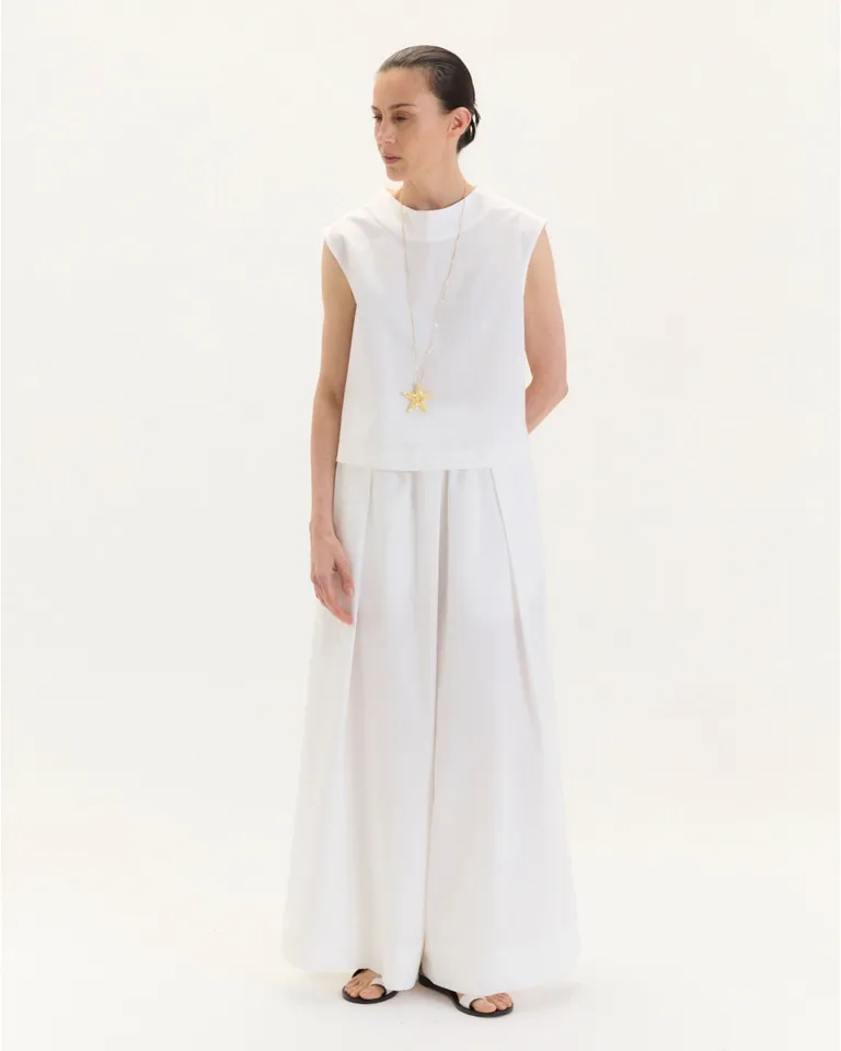 Top de algodón sin mangas con escote redondo y construcción de doble pieza de Blue Sheep en Tops para argentina