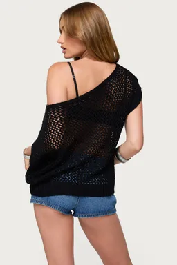 Top trix tejido calado offshoulder de Edikted en Tops para argentina
