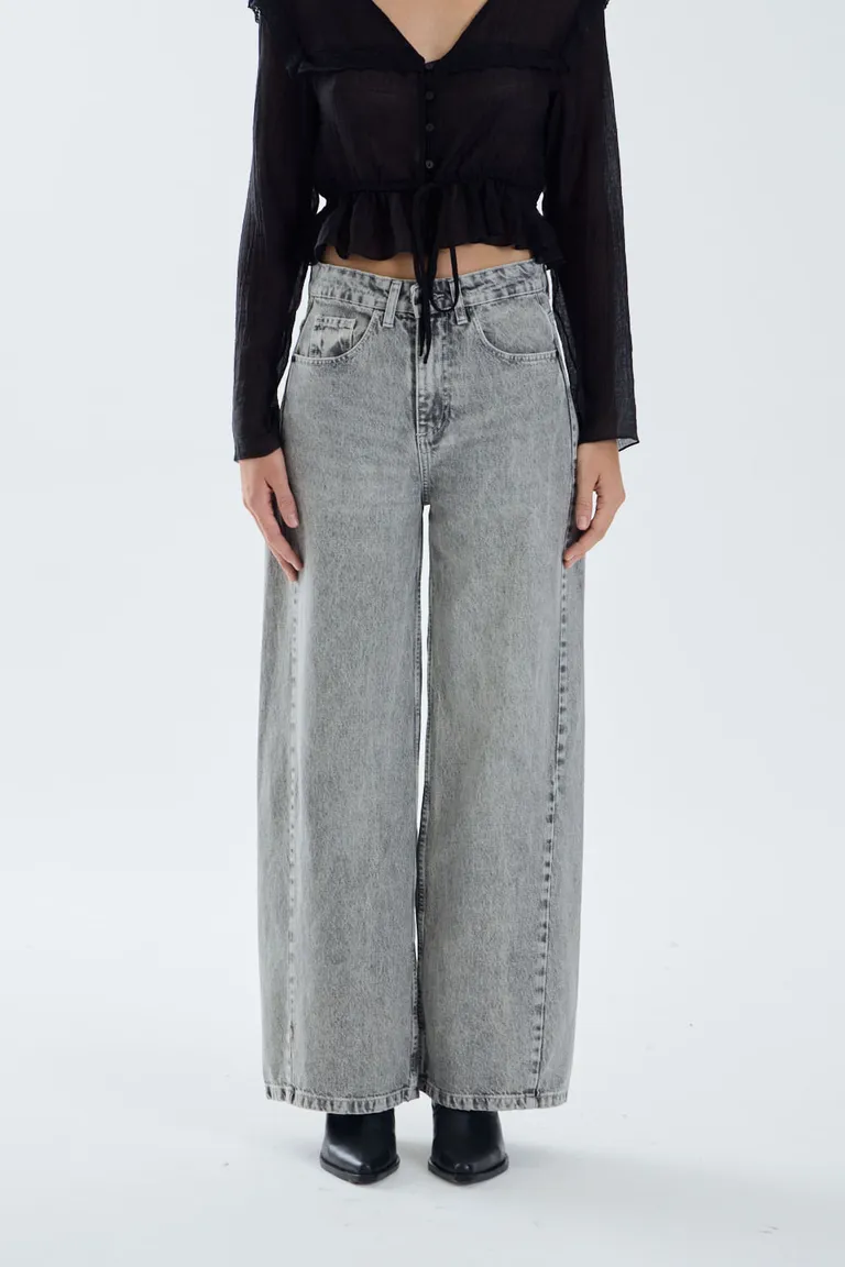 Pantalón denim de tiro alto con corte amplio en las piernas estilo wide leg de Portsaid en Pantalones para argentina