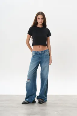 Jean denim henry tiro bajo ancho de Magda en Pantalones para argentina