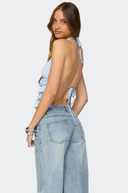 Top halter rayas volantes sin espalda de Edikted en Tops para argentina