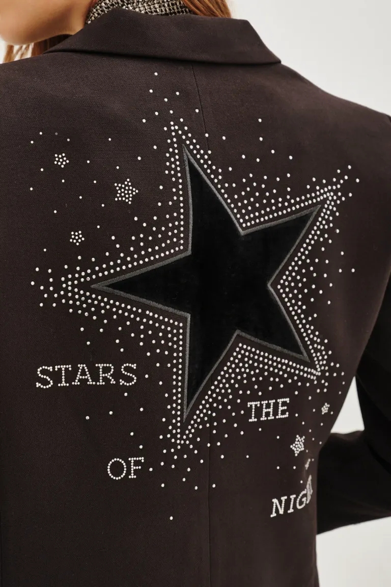 Saco sastrero con solapas y detalle de estrella bordada con strass en la espalda de Rapsodia en Blazers para argentina