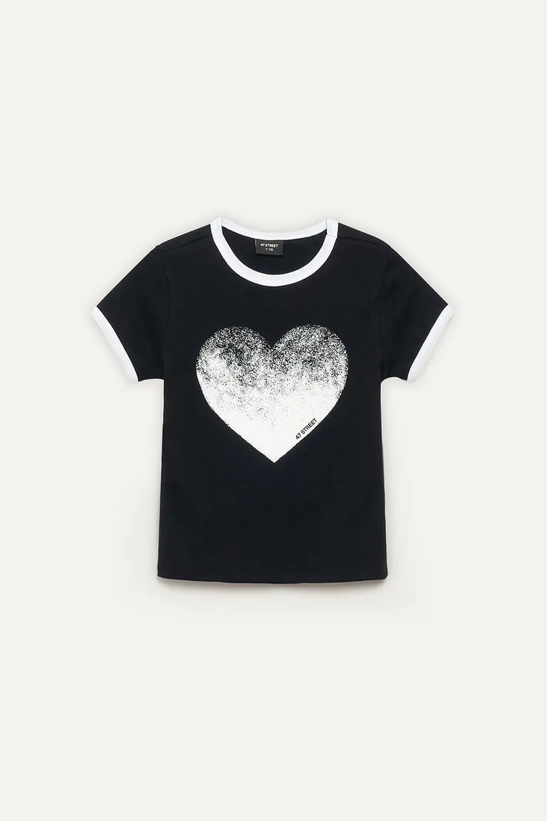 Remera de jersey con estampa de corazón en contraste de 47 Street en Remeras para argentina