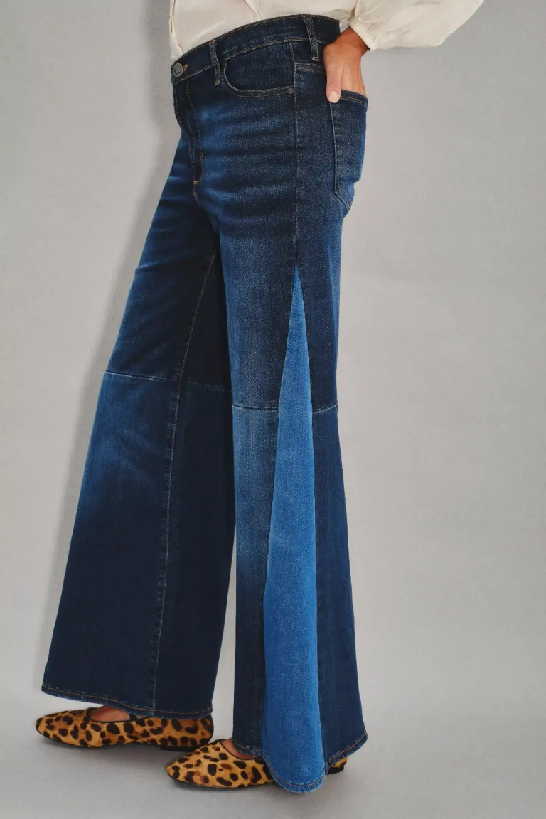 Jean de tiro alto con diseño palazzo y recortes a contratono en las piernas de Rapsodia en Pantalones para argentina