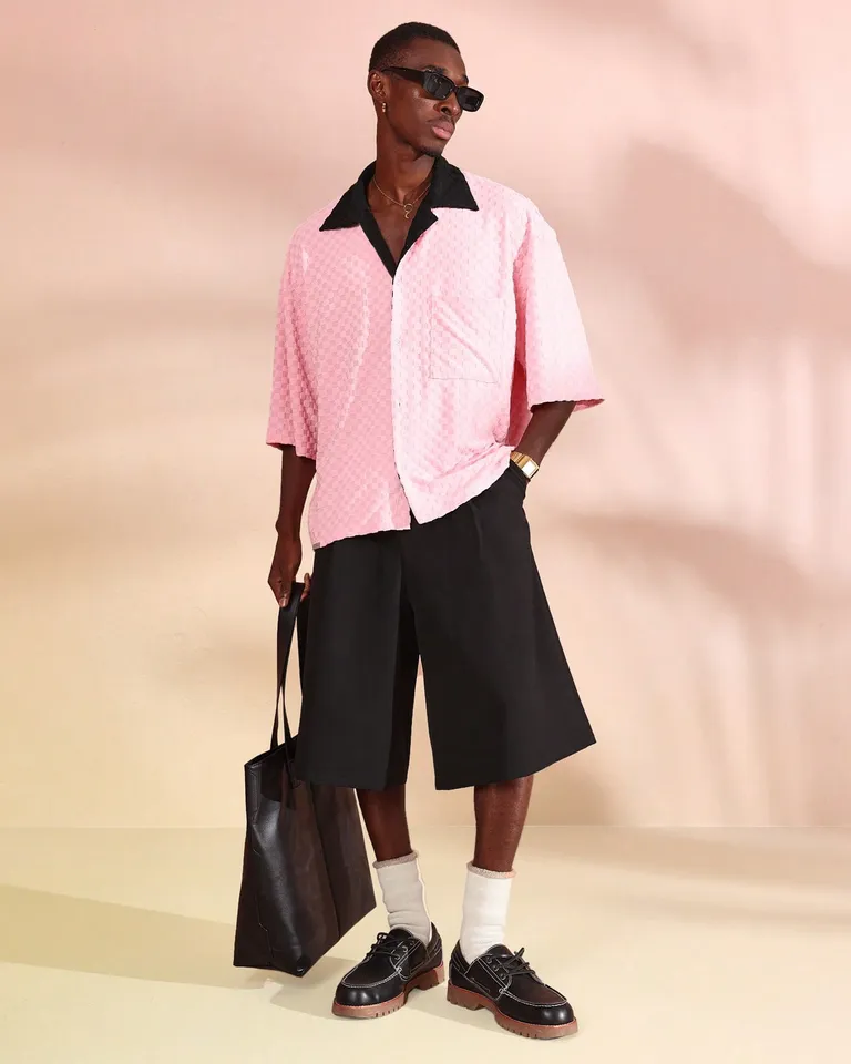 Camisa oversize damero texturizado de Sumwon en Camisas para argentina