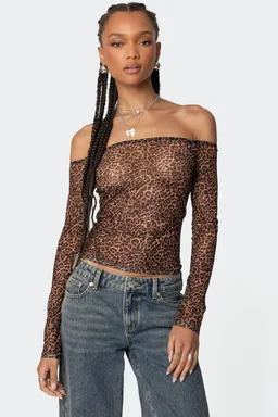 Top hombros descubiertos mesh leopardo de Edikted en Tops para argentina