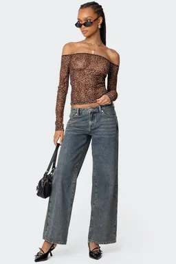 Top hombros descubiertos mesh leopardo de Edikted en Tops para argentina