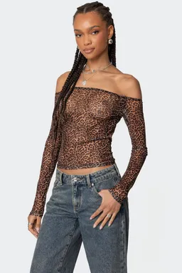 Top hombros descubiertos mesh leopardo de Edikted en Tops para argentina