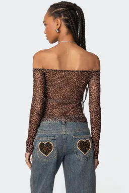 Top hombros descubiertos mesh leopardo de Edikted en Tops para argentina