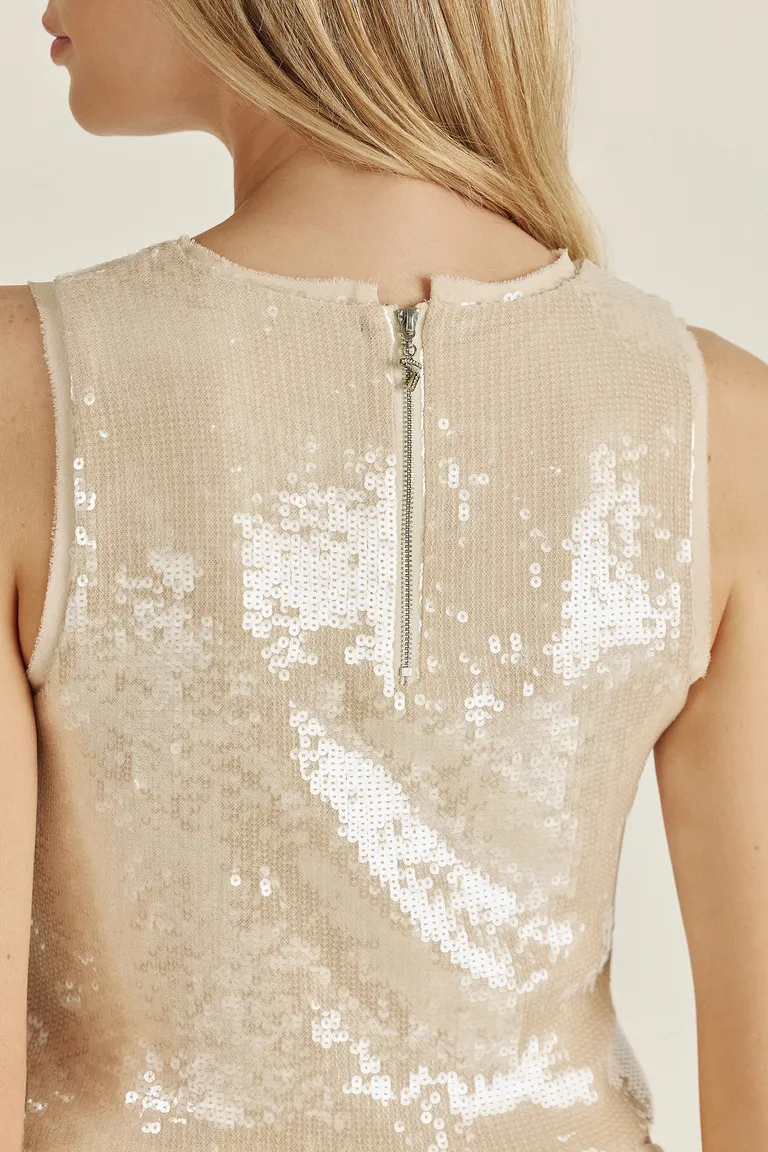 Top adherente de lentejuela con cierre en espalda y dije personalizado de Tucci en Tops para argentina